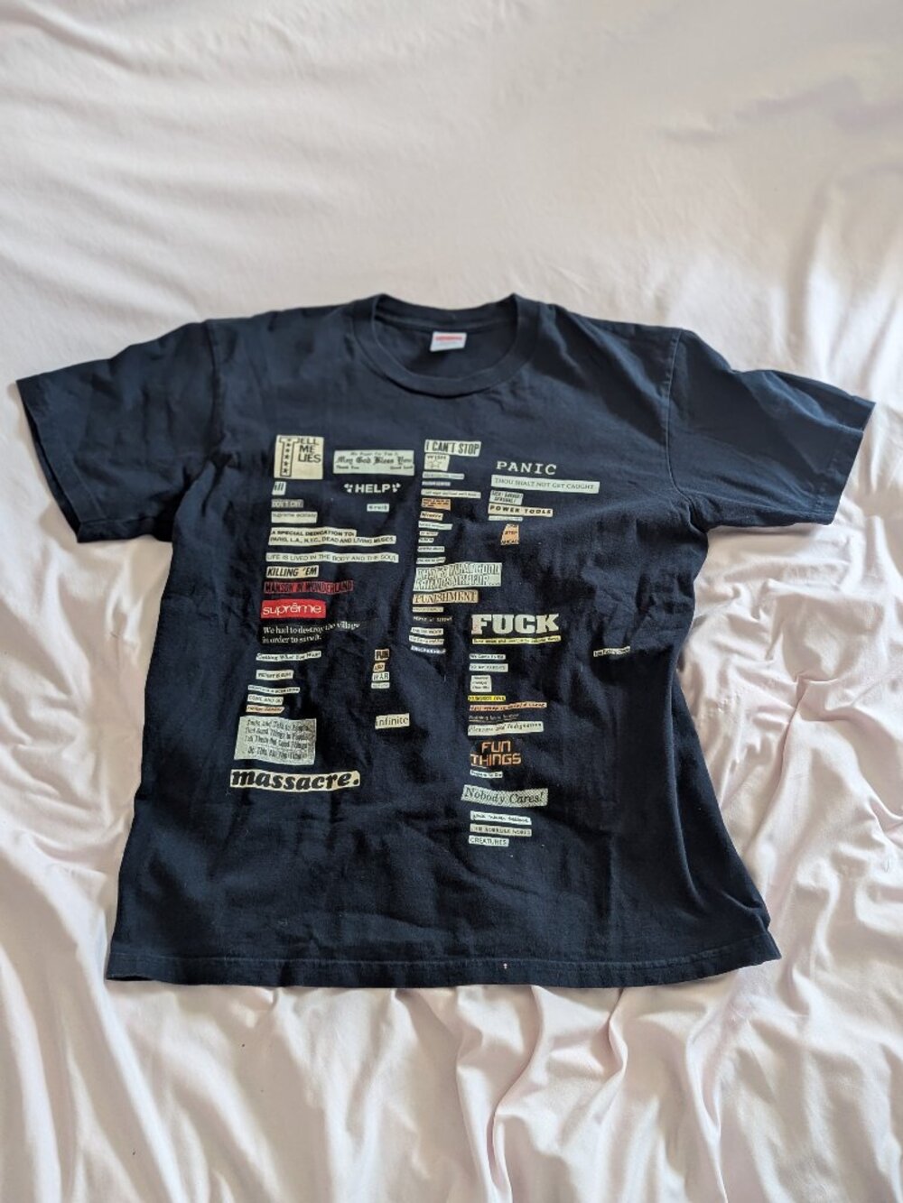 Supreme Black Cutout Text Graphic Tee Size M